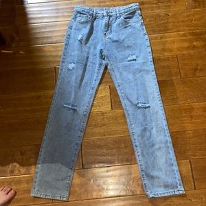 SHEIN light blue denim jeans with distress